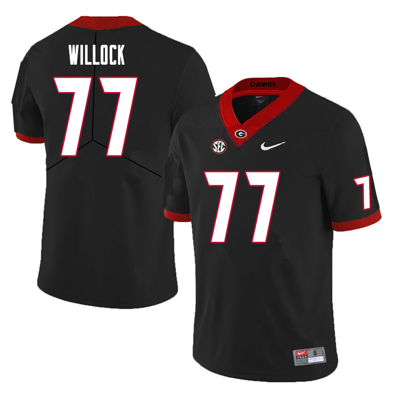 Men #77 Devin Willock Georgia Bulldogs College Football Jerseys Sale-Black - Click Image to Close